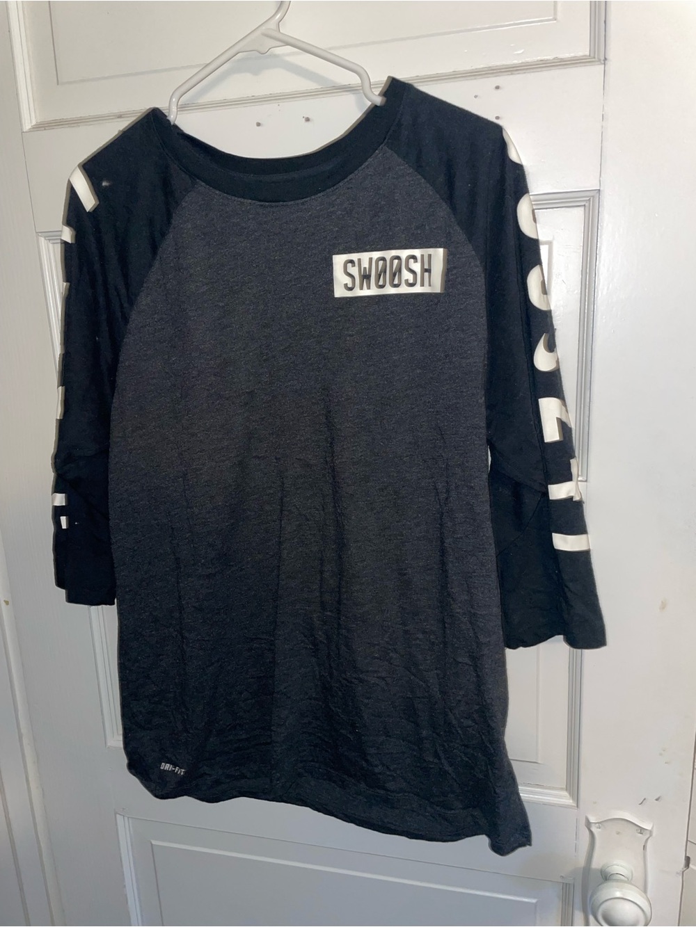 Nike Black & Charcoal 'Swoosh' Raglan Long Sleeve Tee
